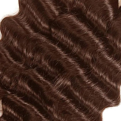 #4 Brown Bundles Human Hair Deep Wave Bundles 14 14 14 Inch Human Hair Weave 3 Bundle Unprocessed Brazilian Virgin Hair Chocolate Brown Deep Curly Human Hair Extensions 50 Grams/Bundle
