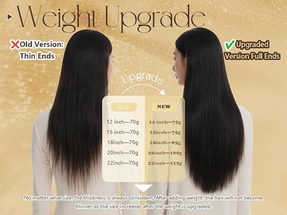 Brown Clip in Hair Extensions 18 Inches 85g #2 Dark Brown Natural Hair Extensions Human Hair 7pcs Straight Silky
