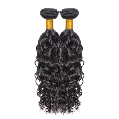 #1B Human Hair Bundles Water Wave Bundles 32 34 Inch 2 Bundles Unprocessed Brazilian Virgin Hair Weave 50 Grams Per Bundle Water Wave Bundle Human Hair Extensions Natural Color