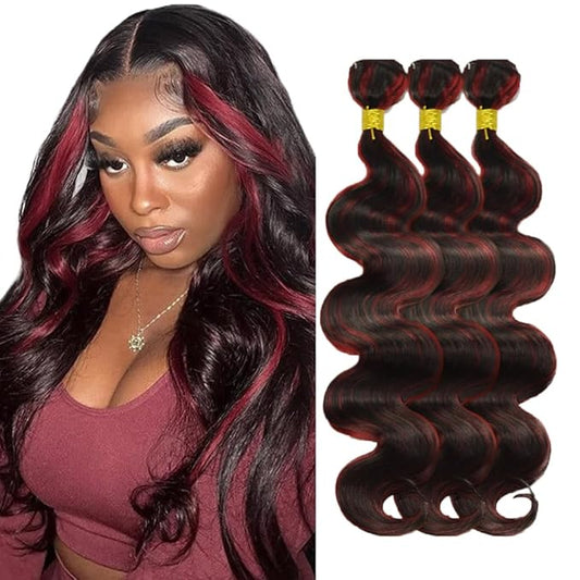 99j Human Hair Bundles P1B99j Body Wave Bundles 2 Tone Black and Burgundy Hair Weave 24 26 28 Inch Peruvian Unprocessed Virgin Remy Hair Extensions