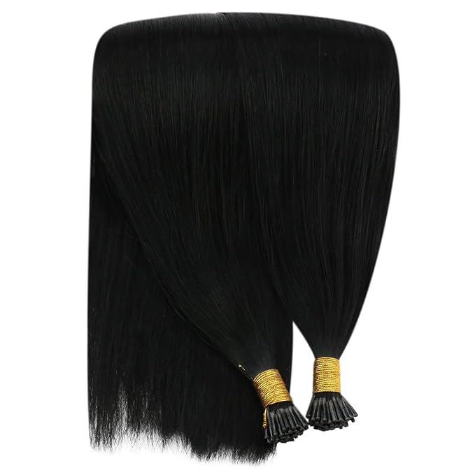 YoungSee 26 Inch I Tip Hair Extensions Human Hair Black Itip Extensions Black I Tip Extensions Human Hair Jet Black Keratin Tip Hair Extensions Human Hair 50s 50g Extensions for Women Real Hair