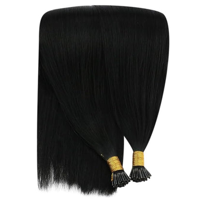 YoungSee 26 Inch I Tip Hair Extensions Human Hair Black Itip Extensions Black I Tip Extensions Human Hair Jet Black Keratin Tip Hair Extensions Human Hair 50s 50g Extensions for Women Real Hair