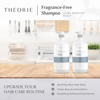 Theorie PURE Ultra Gentle Hypoallergenic Shampoo – Plant-Based & Vegan – Fragrance Free – Designed for Delicate Scalps – Pump Bottle – 27 fl oz (1 Pack)
