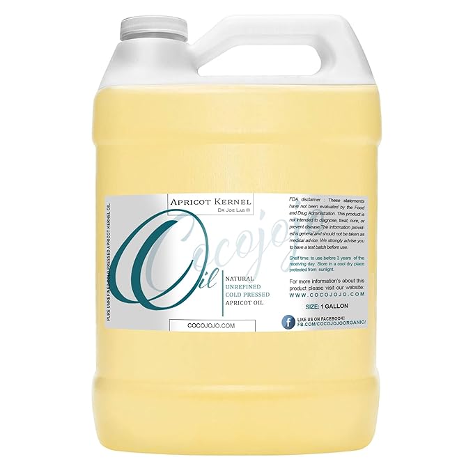 Dr Joe Lab Apricot Kernel Oil - Cold Pressed Unrefined Raw with Scent Pure Natural Moisturizing for Hair and Skin (1 Gallon)