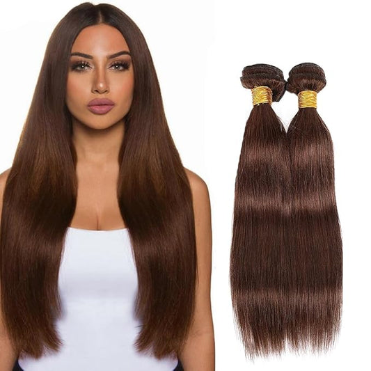 #4 Brown Bundles Human Hair Straight Bundles 20 22 Inch Human Hair Weave 2 Bundle Unprocessed Brazilian Virgin Hair Chocolate Straight Human Hair Extensions