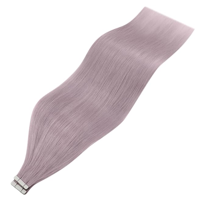 YoungSee Tape in Hair Extensions Human Hair Purple Hair Extensions Tape in Lavender Tape Remy Hair Extensions Human Hair 14In Light Purple Tape in Hair Extensions Colored Highlight 25g 10pcs