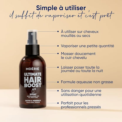 Moerie Ultimate Hair Growth Spray Designed to Strengthen & Stop Hair Loss - 100% Natural Serum for with over 100 Minerals, Vitamins & Amino acids - Fresh Scent - 5.07 Fl. Oz