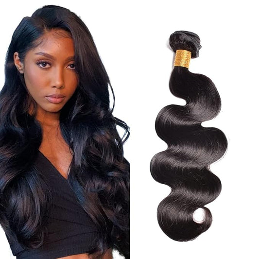 #1B Human Hair Bundles Body Wave Bundles 14 Inch Unprocessed Brazilian Virgin Hair Weave 1 Bundle 50 Grams Per Bundle Natural Color Bundle Human Hair Extensions