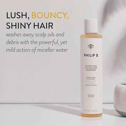 PHILIP B Weightless Volumizing Shampoo, 7.4 fl. oz. (220 ml) - Removes Oil and Product Build-Up, Adds Extra Body, Bounce and Shine