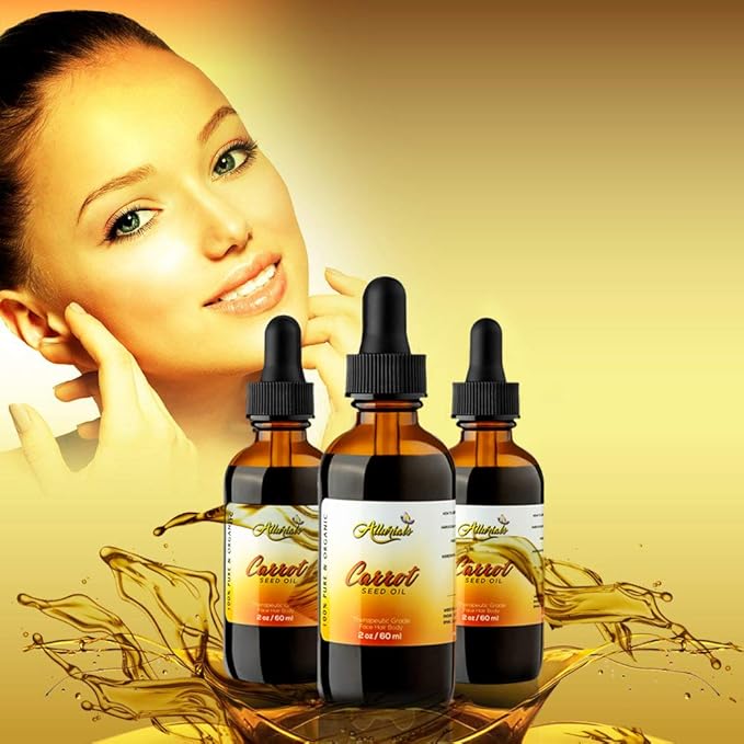 Carrot Seed Oil (2 Oz) – 100% Pure & Organic, Unrefined, Cold Pressed, All Natural, Daucus Carota- Essential Carrot Moisturizer for Skin, Face and Hair Growth - 2 Oz