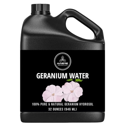 Naturevibe Botanicals Geranium Water 32 Ounces | 100% Pure and Natural | Great for Skin Care and Hair Care