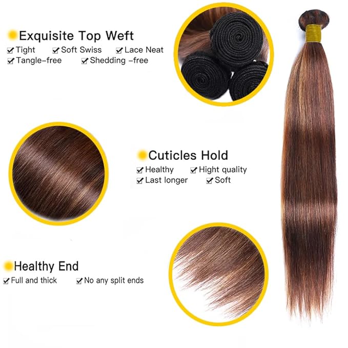 1B/30 Human Hair Bundles 30 32 34 Inch Highlight Bundles Human Hair Ombre Brown Straight Bundles Hair Weave Silky Soft Brazilian Unprocessed Bundles With Highlights Human Hair Bundles