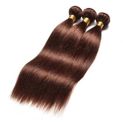 #4 Brown Bundles Human Hair Straight Bundles 14 14 14 Inch Human Hair Weave 3 Bundle Unprocessed Brazilian Virgin Hair Chocolate Brown Straight Human Hair Extensions 50 Grams/Bundle