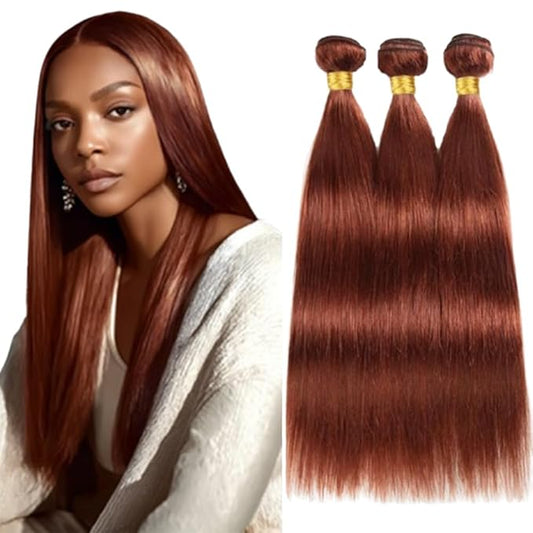 Red Brown Straight Bundles Color 33 Straight Bundles 8a Grade Brazilian Human Hair Wet and Wavy Soft Silky for Black Women 8 10 12 Inch