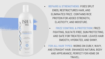Keratin Treatment System Conditioner - Sulfate and Parabens Free - Perfect for Keratin Treated Hair - Infused with Coconut Oil - For All Hair Types. (16 Fl Oz.)