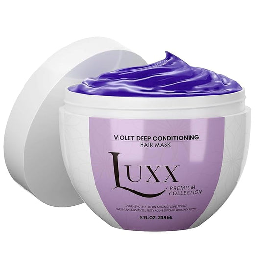 Luxx Violet Deep Conditioning Hair Mask by Moehair USA, Inc - Hydrating Purple Hair Mask for Color-Treated Hair, 8 Fl. Oz - Neutralizes Yellow Tones & Brassiness, Vegan, Paraben & Sulfate-Free