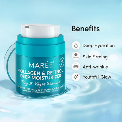 MAREE Face Moisturizer Retinol Cream for Face - Wrinkle Cream for Women - Anti Aging Face Cream - Facial Moisturizer with Collagen - Crema Hidratante Para la Cara for Skin Tightening