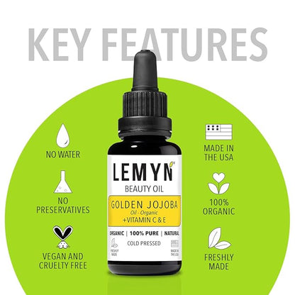 Golden Jojoba Oil | Supercharged with Clinically Proven THD Vitamin C | Freshly Made | Deep Hydration & Radiant Boost | Handcrafted Excellence from Santa Barbara