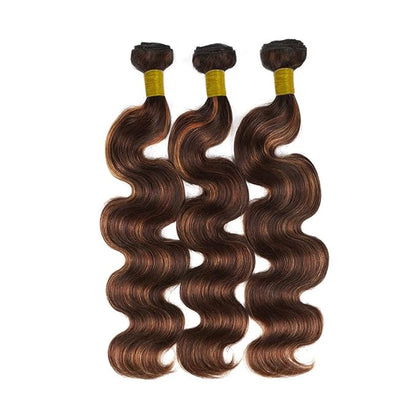 1B/30 Human Hair Bundles 30 32 34 Inch Highlight Body Wave Brazilian Remy Hair Extensions Silky Soft 3 Bundles Light Brown Hair Weave Unprocessed