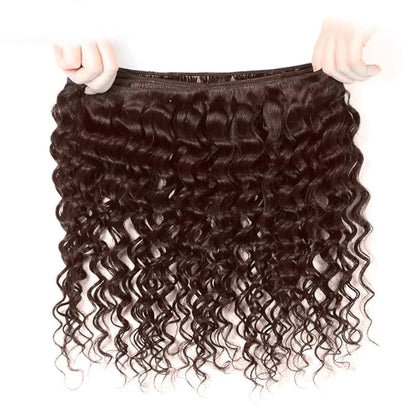 Color 4 Water Wave Bundle Brown Human Hair Bundles 24 26 28 Inch Double Weft Virgin Remy Brown Bundle Color 4 Wet and Wavy Bundles