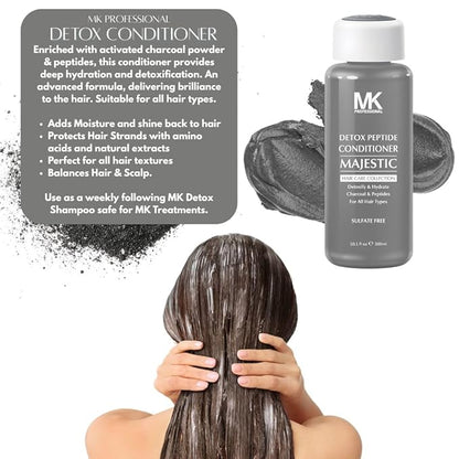 MK PROFESSIONAL Detox Charcoal Conditioner, Help Soothe Scalp and Remove Impurities, Sulphate Free + Amino Acid Complex, Reduce Breakage - Suitable for All Hair Types - 10.1 Fl Oz / 300 ml