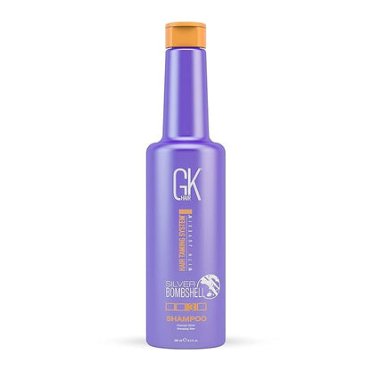 GK HAIR Global Keratin Purple Shampoo/Toner Silver Bombshell 280ml I Leave In Bombshell Cream (100ml/ 3.4 fl. oz)
