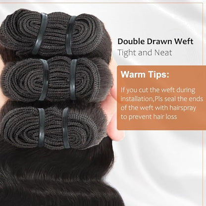 Raw Bundles Human Hair Body Wave Bundles, 16A Raw Hair Bundles Burmese Hair Bundles, 3 Years Service Life, Keep Texture Silky Soft Tangle-Free after Multiple Washes (14 16 18 inch)