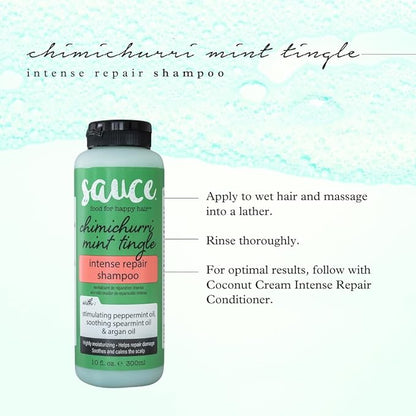 SAUCE BEAUTY Intense Repair Shampoo - Chimichurri Mint Tingle Hair Repair Shampoo - Hydrating Shampoo for Damaged Hair - Paraben and Sulfate-Free Hair Shampoo With Argan & Peppermint Oil (10 Fl Oz)