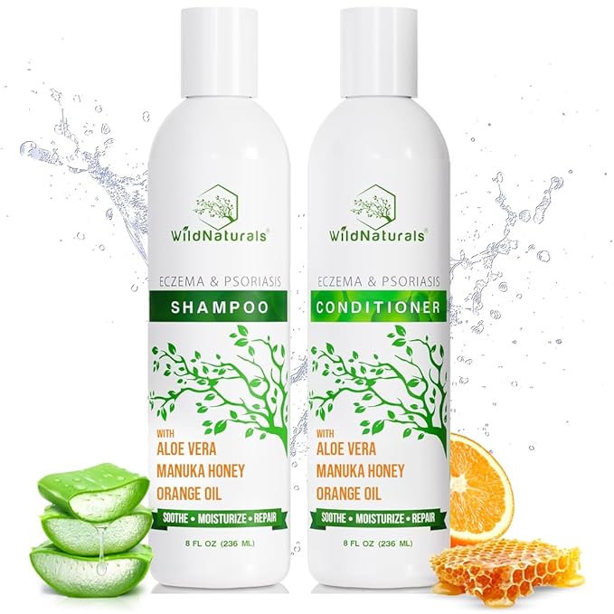 Eczema Psoriasis Shampoo & Conditioner Set for Men & Women - Anti Dandruff Shampoo for Dry Scalp & Hair - Seborrheic Dermatitis for Itchy Scalp Treatment - Eczema for Psoriasis