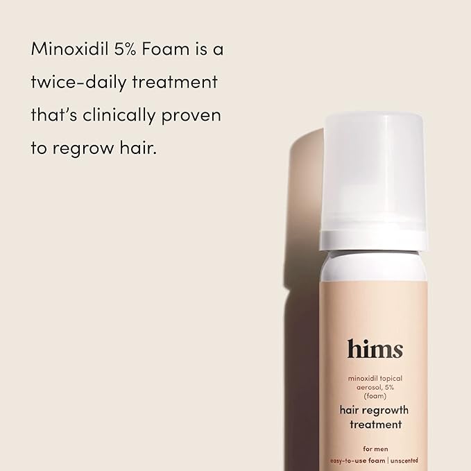 hims Extra Strength Hair Regrowth Treatment for Men with 5% Topical Minoxidil Foam for Hair Loss and Thinning Hair, Unscented No Drip Formula, 3 Month Supply, 3 Pack
