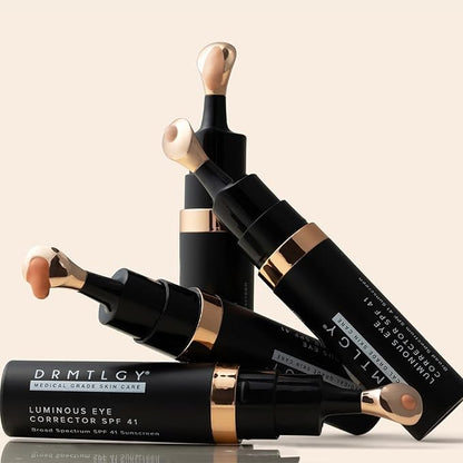 DRMTLGY Luminous Eye Corrector SPF 41, Under Eye Color Corrector for Dark Circles, Anti-Aging Tinted Eye Cream, Hydrating Eye Serum with Peach Undertone, Medium