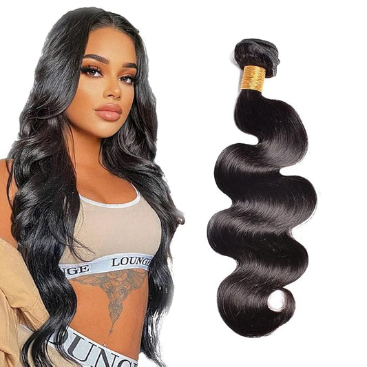 #1B Human Hair Bundles Body Wave Bundles 32 Inch Unprocessed Brazilian Virgin Hair Weave 1 Bundle 50 Grams Per Bundle Natural Color Bundle Human Hair Extensions