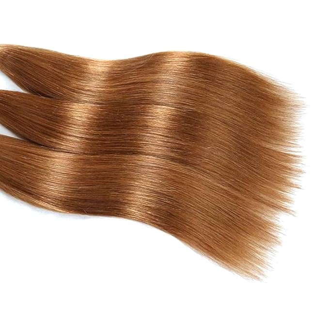 Color 30 Bundles Human Hair Light Brown Straight Human Hair Bundles 14 16 18 Inch Brown Bundles Human Hair Color Silky Soft Unprocessed Remy Hair Extensions #30 Straight Human Hair Bundles