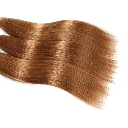 Color 30 Bundles Human Hair Light Brown Straight Human Hair Bundles 14 16 18 Inch Brown Bundles Human Hair Color Silky Soft Unprocessed Remy Hair Extensions #30 Straight Human Hair Bundles
