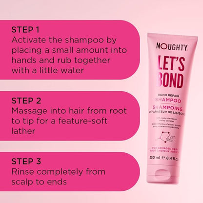 Noughty Let's Bond Builder Shampoo for Repair, Restorative Formula for Chemically Treated and Colored Hair, Strengthening Formula to Reduce Breakage and Protect Color for Longer, 250ml