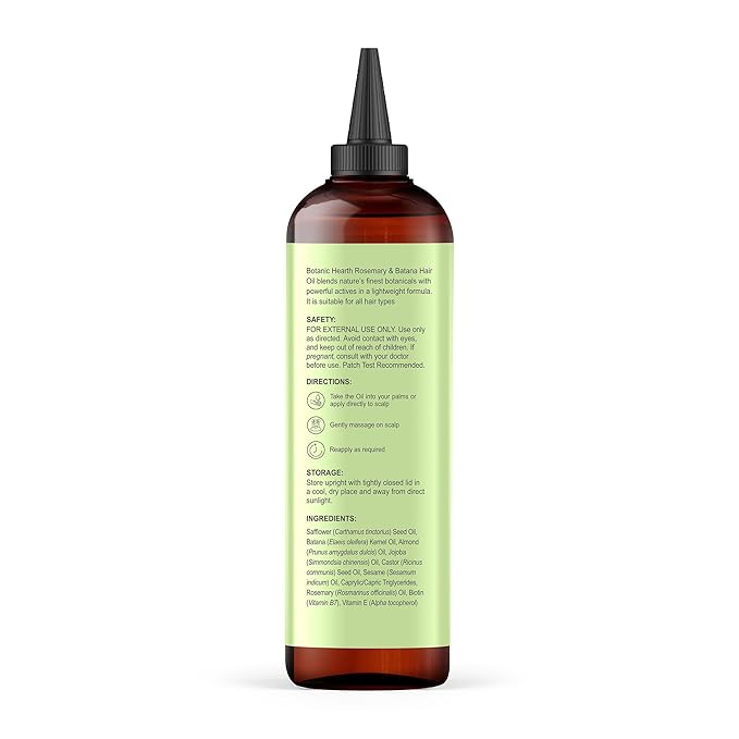 Botanic Hearth Rosemary & Batana Hair Oil with Biotin | 100% Natural Oils | Non-Sticky, Fast Absorbing | Promotes Hair Growth, Nourishment & Shine | 5-in-1 Hair Care | 6.7 fl oz Set of 2 - Hair Tonic