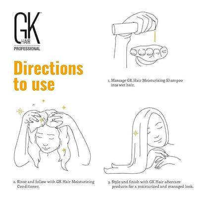 GK HAIR Global Keratin Moisturizing Shampoo and Conditioner Sets (10.1 Oz/300ml) with Leave In Cashmere Smoothing Styling Cream (1.69 Fl Oz/50ml) for Color Treated Dry Damaged Frizzy Hair