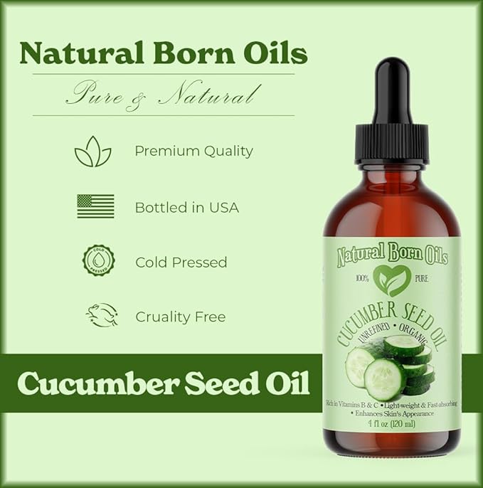 Natural Born Oils Cucumber Seed Oil, 1 Gallon, Organic, Cold-Pressed, Nutrient-Rich, Deep Skin Care, Hair Revitalization