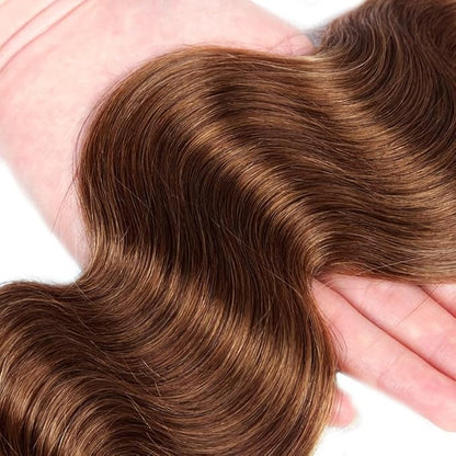 auburn Body Wave Bundles reddish brown Bundle human hair Color 33 Human Hair Bundles 16 18 20 Inch Unprocessed Brazilian Remy Hair Extensions Silky Soft 3Pcs/Set