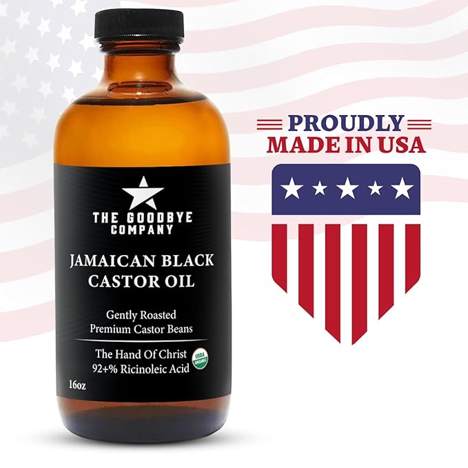 The Goodbye Company Black Castor Oil for Hair Growth – Organic, Cold-Pressed & Unrefined 100% Pure & Hexane-Free - Glass Bottle (450mL) Nourishing Oil for Eyebrow, Eyelash & Stronger Hair (16.9 oz)