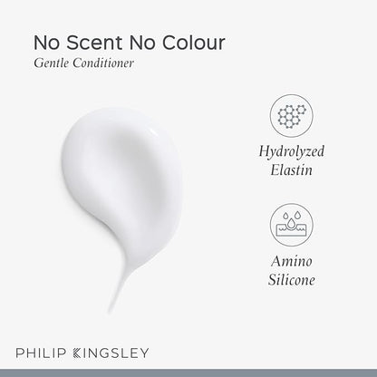 PHILIP KINGSLEY No Scent No color Conditioner for Sensitive Scalps Nourishing Gentle Conditioning Sulfate-Free Fragrance-Free Color-Free Smooths Frizz Control Detangles Adds Shine, 33.8 oz