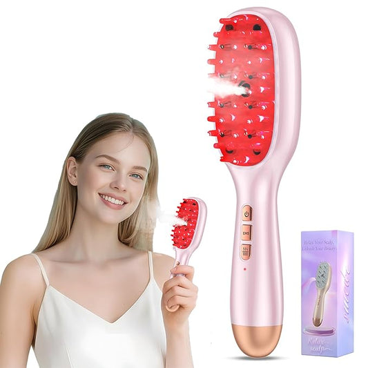 2025 New Upgraded Rechargeable 3-in-1 Scalp Massager Nano Mist Hair Oil Applicator Brush with Cooling Vibration & Hydrating Design | Effortless Detangling, Soothing Relaxation for All Hair Types