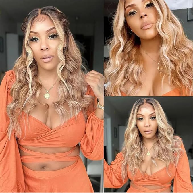 30 32 34 Inch Blonde Human Hair Bundles Highlight Body Wave Bundles Niegmeag Hair Double Weft Brazilian Grade 8A Virgin Remy P4/613 Hair Extensions For Woman