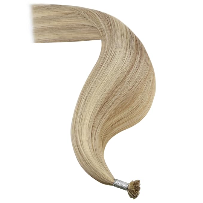 YoungSee U Tip Hair Extensions Highlight Golden Blonde and Medium Blonde U Tips Extensions Human Hair 16In 1G/S 50G