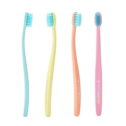Cocofloss Cocobrush, Ultra-Soft Manual Toothbrush, Dentist-Designed, Gentle on Gums, Made from Recycled Plastic, Rainbow Set, Multipack of 4