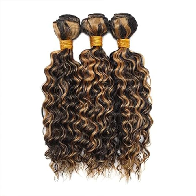 P1B/27 Highlight Curly Bundles Human Hair Two Tone Black and #27 Kinky Curly Bundles Brazilian Human Hair Weave Soft and Silky for Black Women 26 28 30 Inch
