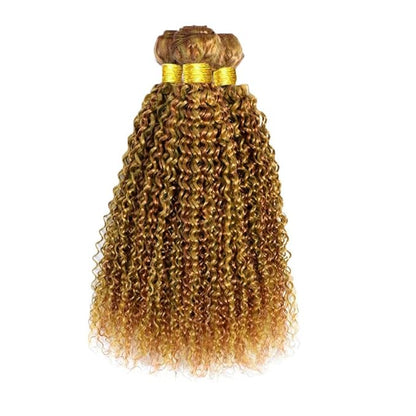 P2730 Curly Wave Bundles: Human Hair Honey Blonde, 16 Inch Unprocessed, Silky Soft Remy Hair Extensions