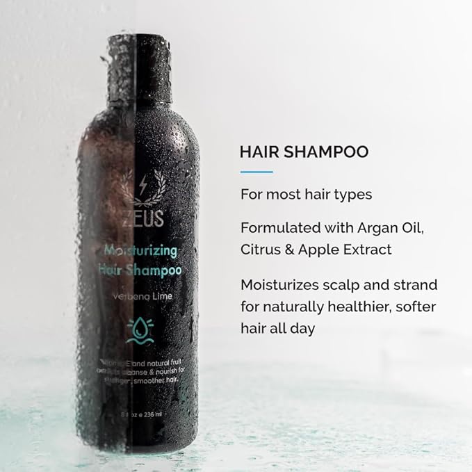 ZEUS Hair Wash & Pomade Set for Men, Moisturizing Shampoo, Hydrating Conditioner, Hair Comb & Styling Hair Pomade with Gift Tin (Clay Pomade)