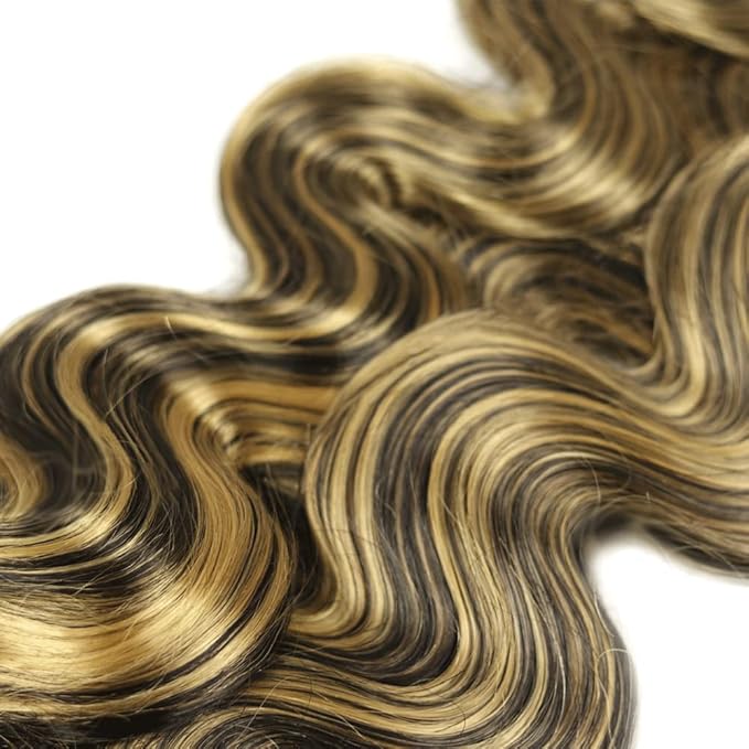 Blonde Bundles Human Hair Ombre Body Wave Bundles 2 Tone Black Mixed With Honey Blonde Body Wave Bundles Same Length 3 Bundles 24 24 24 Inch Highlight Human Hair Bundles