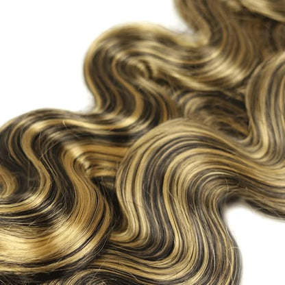Blonde Bundles Human Hair Ombre Body Wave Bundles 2 Tone Black Mixed With Honey Blonde Body Wave Bundles Same Length 3 Bundles 24 24 24 Inch Highlight Human Hair Bundles